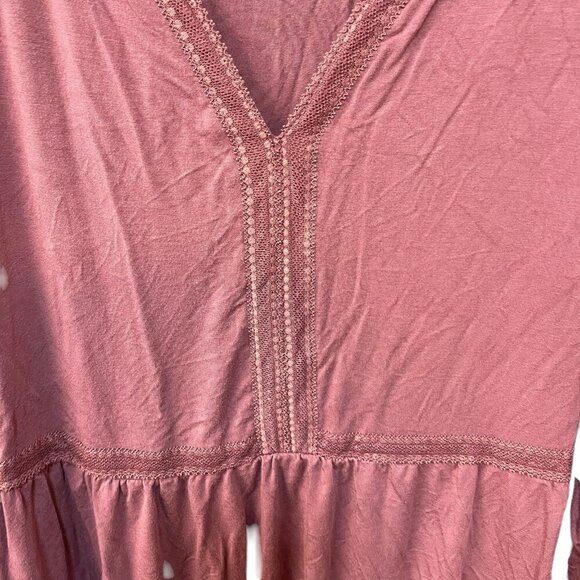Torrid Babydoll Fabric Mix Super Soft Balloon Chiffon Sleeve Top Mauve Pink 4X - Picture 7 of 11